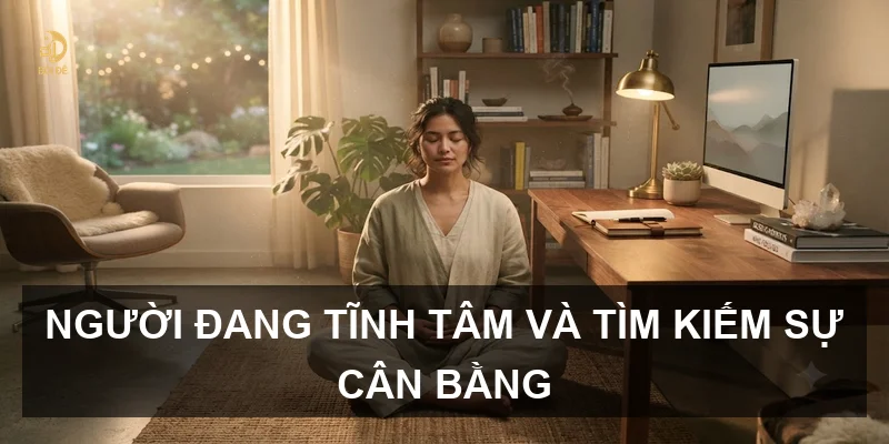 Người đang tĩnh tâm và tìm kiếm sự cân bằng