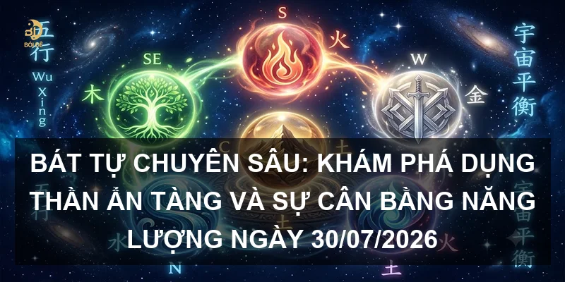 Bát tự chuyên sâu: Khám phá Dụng thần ẩn tàng và sự cân bằng năng lượng ngày 30/07/2026