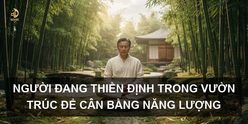 Người đang thiền định trong vườn trúc để cân bằng năng lượng