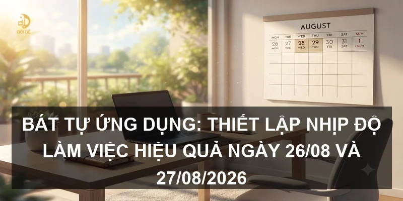 Bát tự ứng dụng: Thiết lập nhịp độ làm việc hiệu quả ngày 26/08 và 27/08/2026
