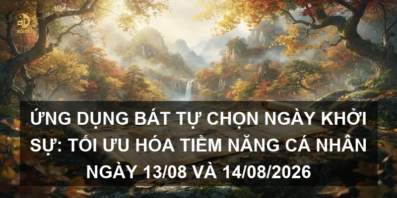 Ứng dụng Bát tự chọn ngày khởi sự: Tối ưu hóa tiềm năng cá nhân ngày 13/08 và 14/08/2026