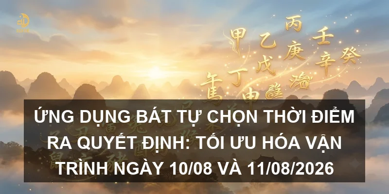 Ứng dụng Bát tự chọn thời điểm ra quyết định: Tối ưu hóa vận trình ngày 10/08 và 11/08/2026
