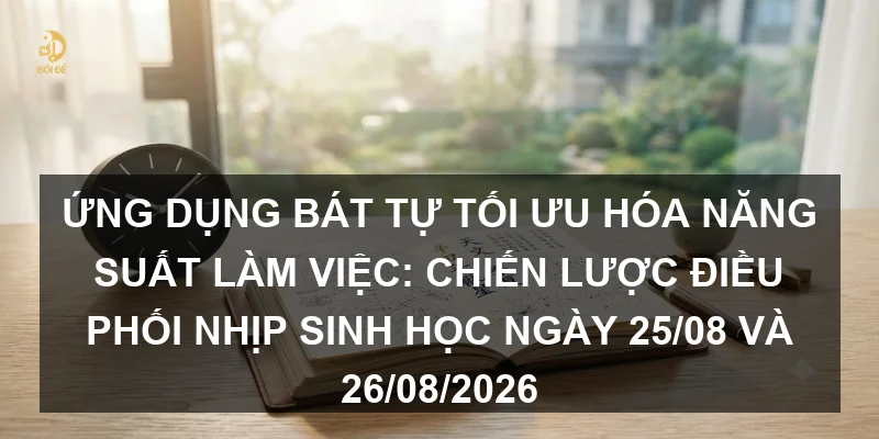 Ứng dụng Bát tự tối ưu hóa năng suất làm việc: Chiến lược điều phối nhịp sinh học ngày 25/08 và 26/08/2026
