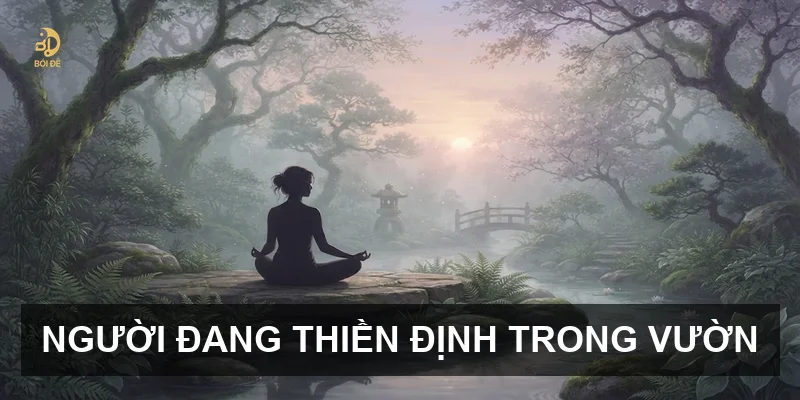 Người đang thiền định trong vườn
