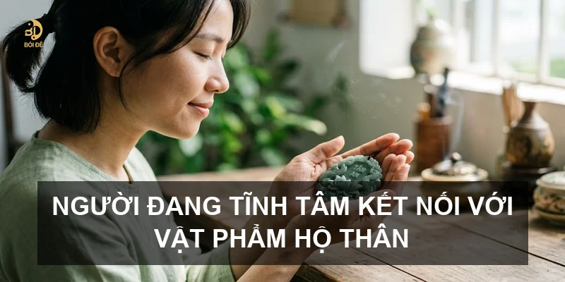 Người đang tĩnh tâm kết nối với vật phẩm hộ thân
