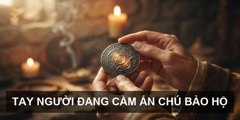 Tay người đang cầm ấn chú bảo hộ