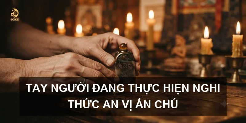 Tay người đang thực hiện nghi thức an vị ấn chú