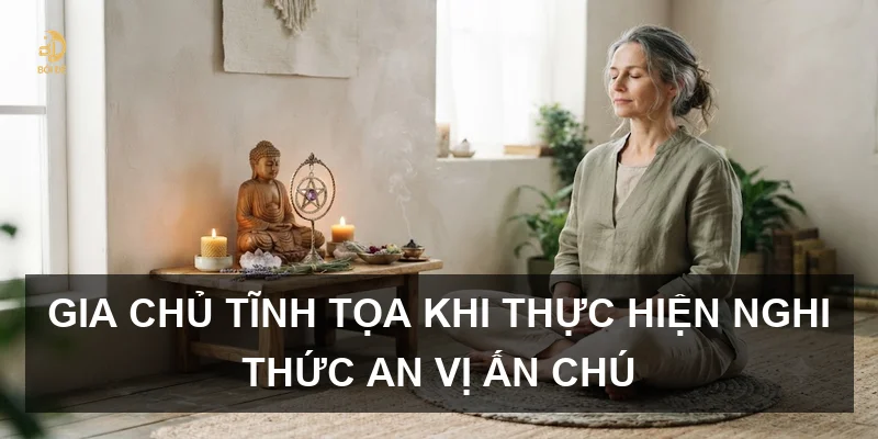 Gia chủ tĩnh tọa khi thực hiện nghi thức an vị ấn chú