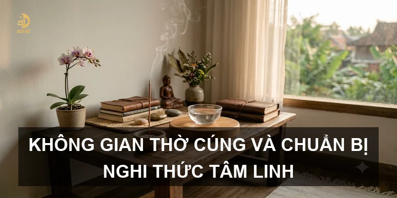 Không gian thờ cúng và chuẩn bị nghi thức tâm linh