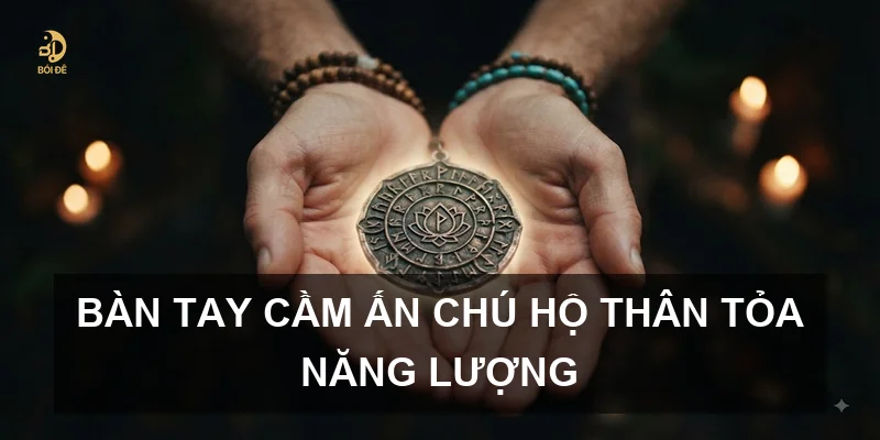 Bàn tay cầm Ấn chú hộ thân tỏa năng lượng