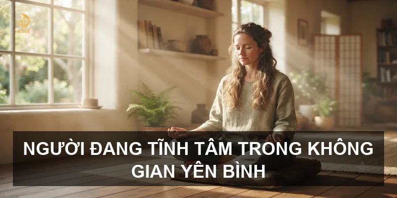 Người đang tĩnh tâm trong không gian yên bình