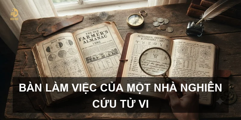 Bàn làm việc của một nhà nghiên cứu tử vi