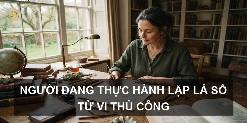 Người đang thực hành lập lá số tử vi thủ công