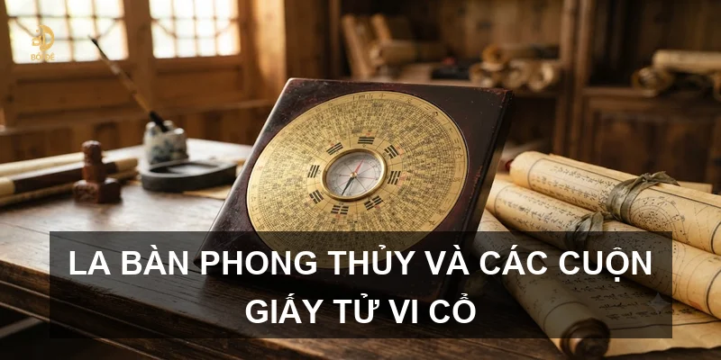 La bàn phong thủy và các cuộn giấy tử vi cổ