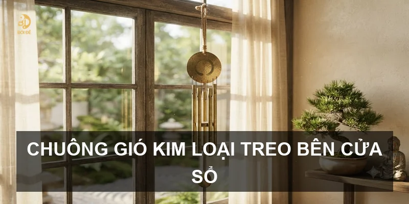 Chuông gió kim loại treo bên cửa sổ