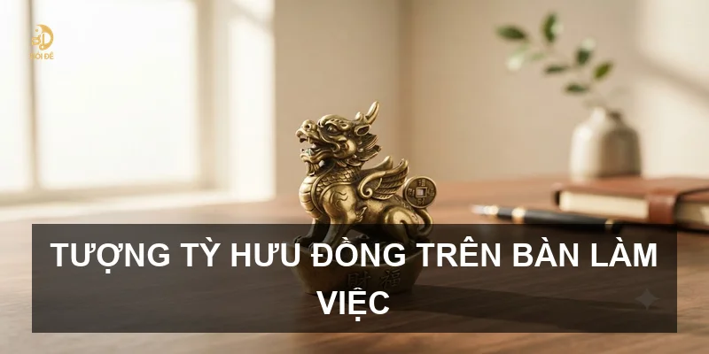 Tượng Tỳ Hưu đồng trên bàn làm việc