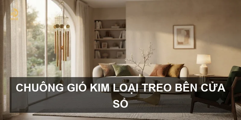 Chuông gió kim loại treo bên cửa sổ