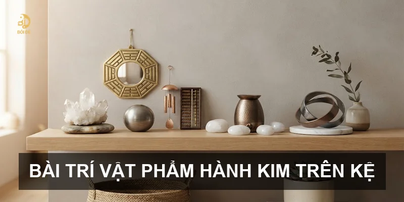 Bài trí vật phẩm hành Kim trên kệ