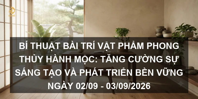 Bí thuật bài trí vật phẩm phong thủy hành Mộc: Tăng cường sự sáng tạo và phát triển bền vững ngày 02/09 - 03/09/2026