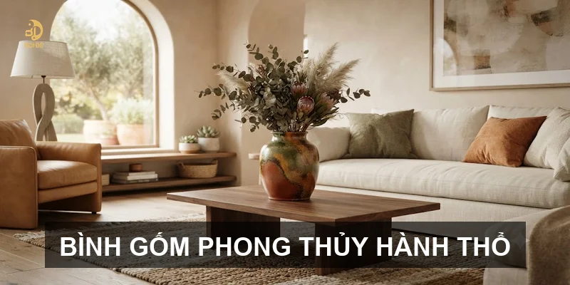 Bình gốm phong thủy hành Thổ