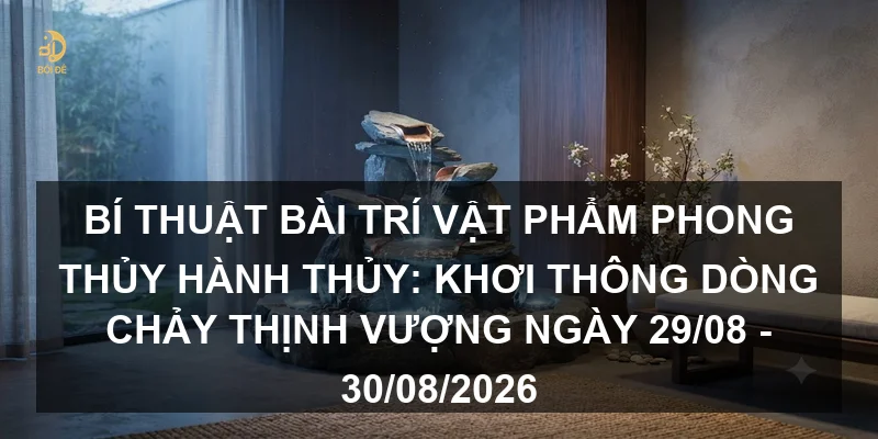 Bí thuật bài trí vật phẩm phong thủy hành Thủy: Khơi thông dòng chảy thịnh vượng ngày 29/08 - 30/08/2026