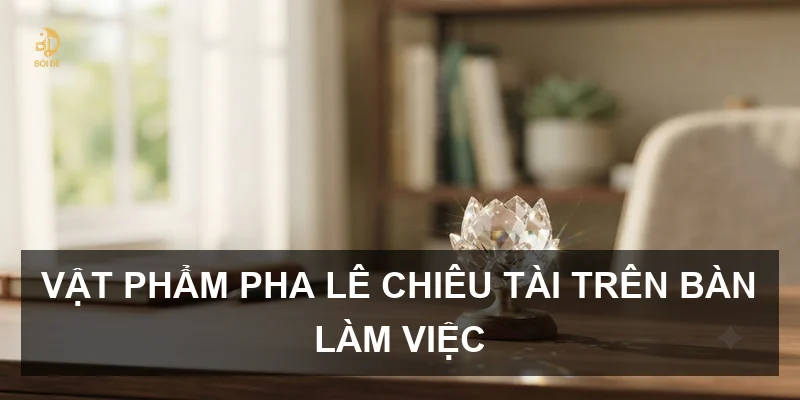 Vật phẩm pha lê chiêu tài trên bàn làm việc