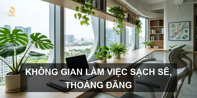 Không gian làm việc sạch sẽ, thoáng đãng