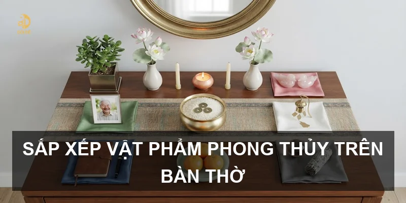 Sắp xếp vật phẩm phong thủy trên bàn thờ