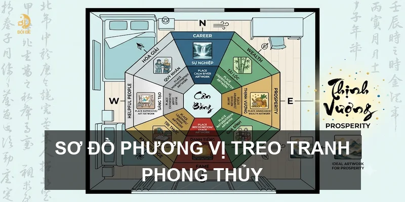 Sơ đồ phương vị treo tranh phong thủy