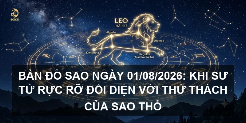 Bản đồ sao ngày 01/08/2026: Khi Sư Tử rực rỡ đối diện với thử thách của sao Thổ