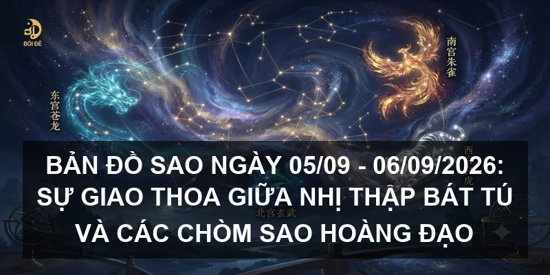 Bản đồ sao ngày 05/09 - 06/09/2026: Sự giao thoa giữa Nhị thập bát tú và các chòm sao hoàng đạo
