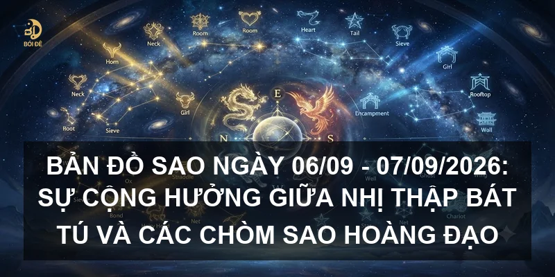 Bản đồ sao ngày 06/09 - 07/09/2026: Sự cộng hưởng giữa Nhị thập bát tú và các chòm sao hoàng đạo