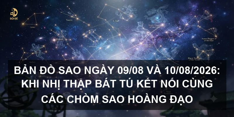 Bản đồ sao ngày 09/08 và 10/08/2026: Khi Nhị thập bát tú kết nối cùng các chòm sao hoàng đạo