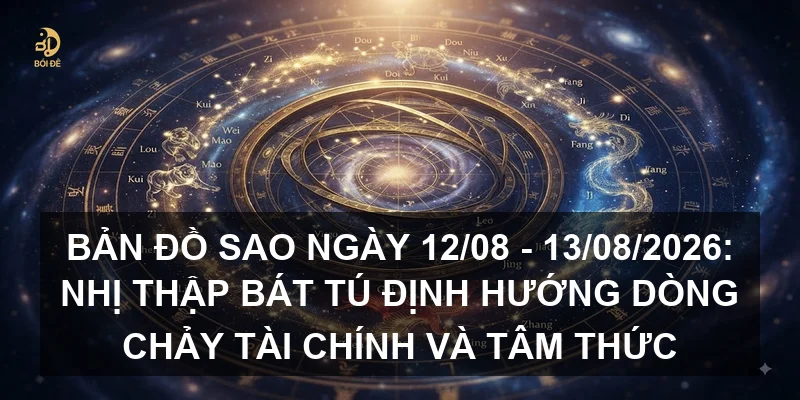 Bản đồ sao ngày 12/08 - 13/08/2026: Nhị thập bát tú định hướng dòng chảy tài chính và tâm thức