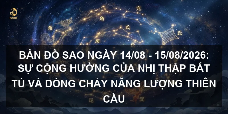 Bản đồ sao ngày 14/08 - 15/08/2026: Sự cộng hưởng của Nhị thập bát tú và dòng chảy năng lượng Thiên cầu