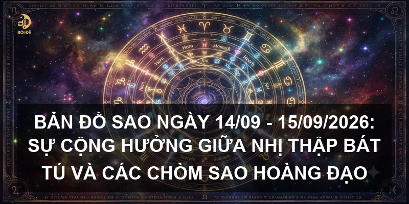 Bản đồ sao ngày 14/09 - 15/09/2026: Sự cộng hưởng giữa Nhị thập bát tú và các chòm sao Hoàng đạo