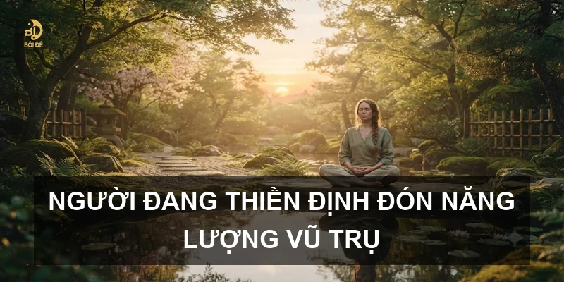 Người đang thiền định đón năng lượng vũ trụ