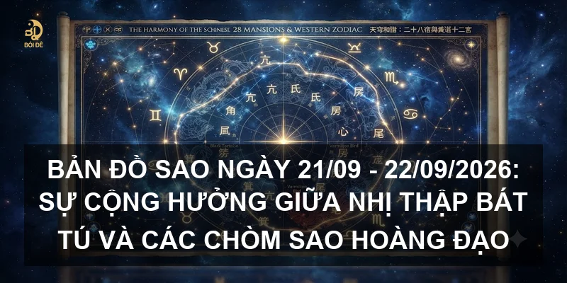 Bản đồ sao ngày 21/09 - 22/09/2026: Sự cộng hưởng giữa Nhị thập bát tú và các chòm sao Hoàng đạo