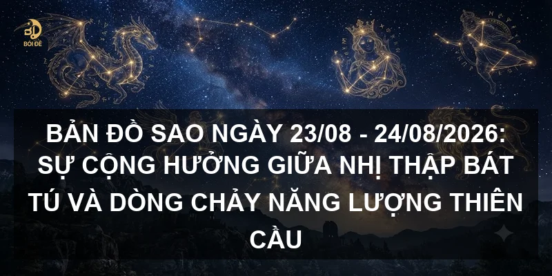 Bản đồ sao ngày 23/08 - 24/08/2026: Sự cộng hưởng giữa Nhị thập bát tú và dòng chảy năng lượng Thiên cầu