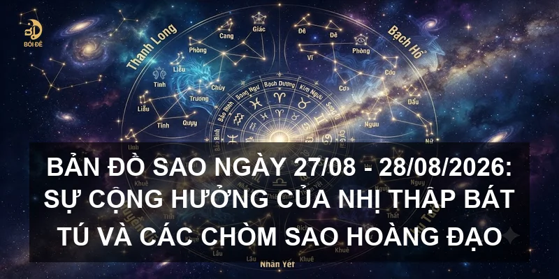 Bản đồ sao ngày 27/08 - 28/08/2026: Sự cộng hưởng của Nhị thập bát tú và các chòm sao hoàng đạo
