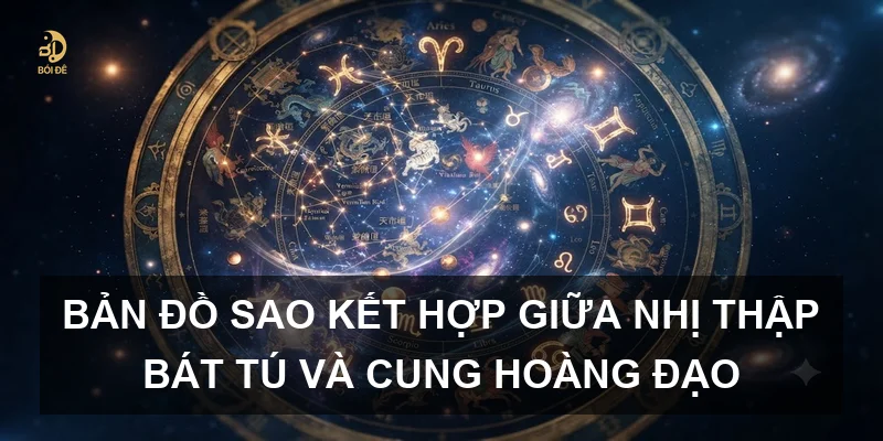 Bản đồ sao kết hợp giữa Nhị thập bát tú và cung hoàng đạo