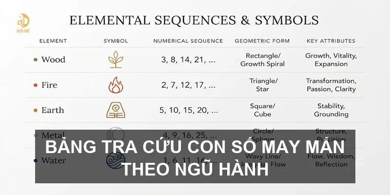 Bảng tra cứu con số may mắn theo ngũ hành