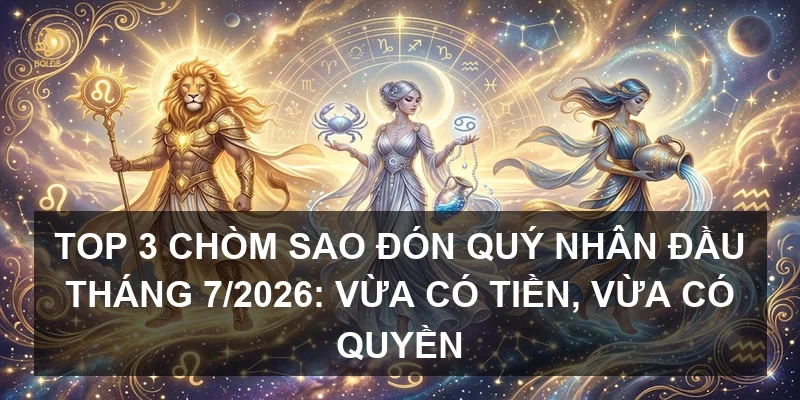 Top 3 chòm sao đón quý nhân đầu tháng 7/2026: Vừa có tiền, vừa có quyền