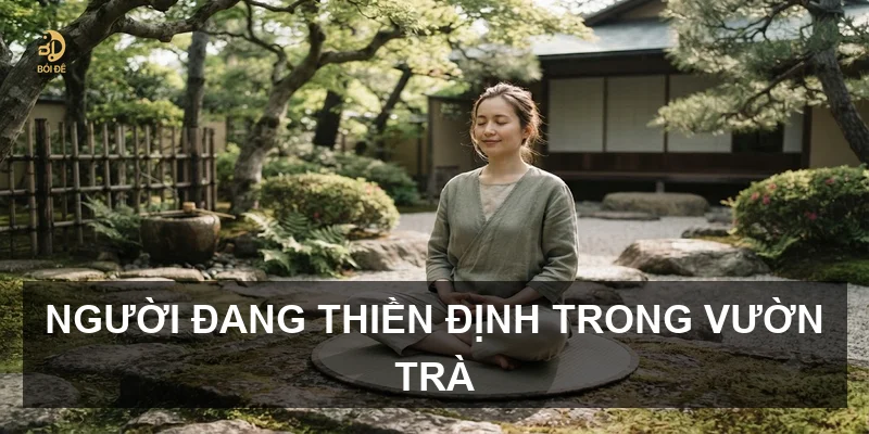 Người đang thiền định trong vườn trà