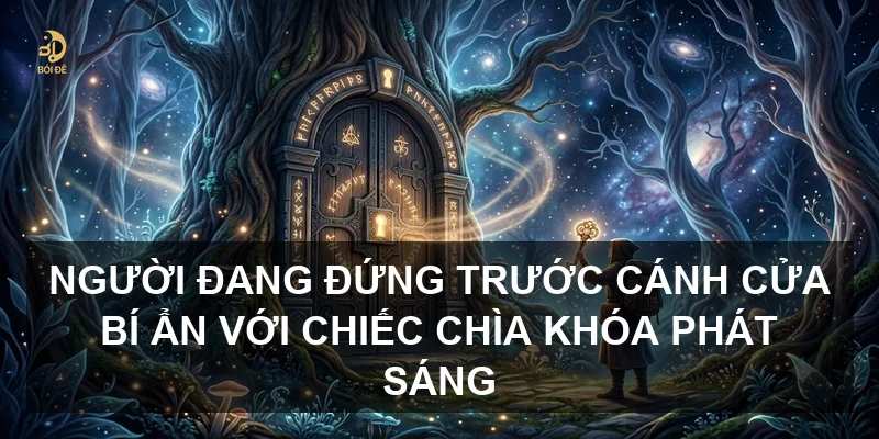 Người đang đứng trước cánh cửa bí ẩn với chiếc chìa khóa phát sáng