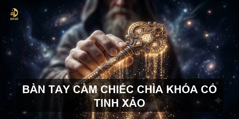 Bàn tay cầm chiếc chìa khóa cổ tinh xảo