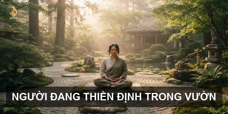 Người đang thiền định trong vườn