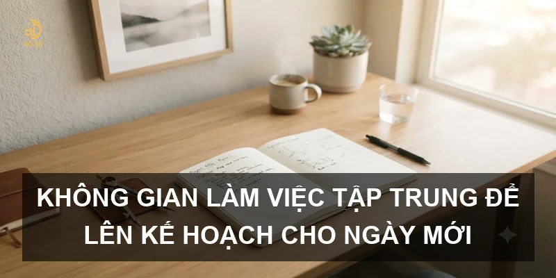 Không gian làm việc tập trung để lên kế hoạch cho ngày mới