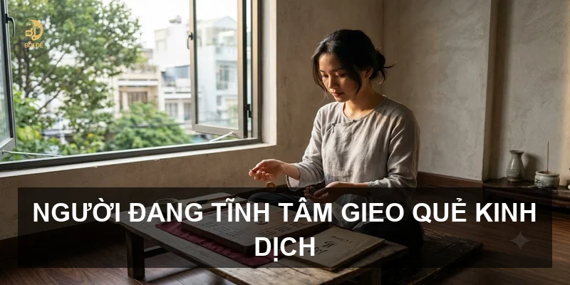 Người đang tĩnh tâm gieo quẻ Kinh Dịch