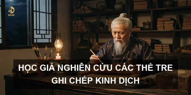 Học giả nghiên cứu các thẻ tre ghi chép Kinh Dịch
